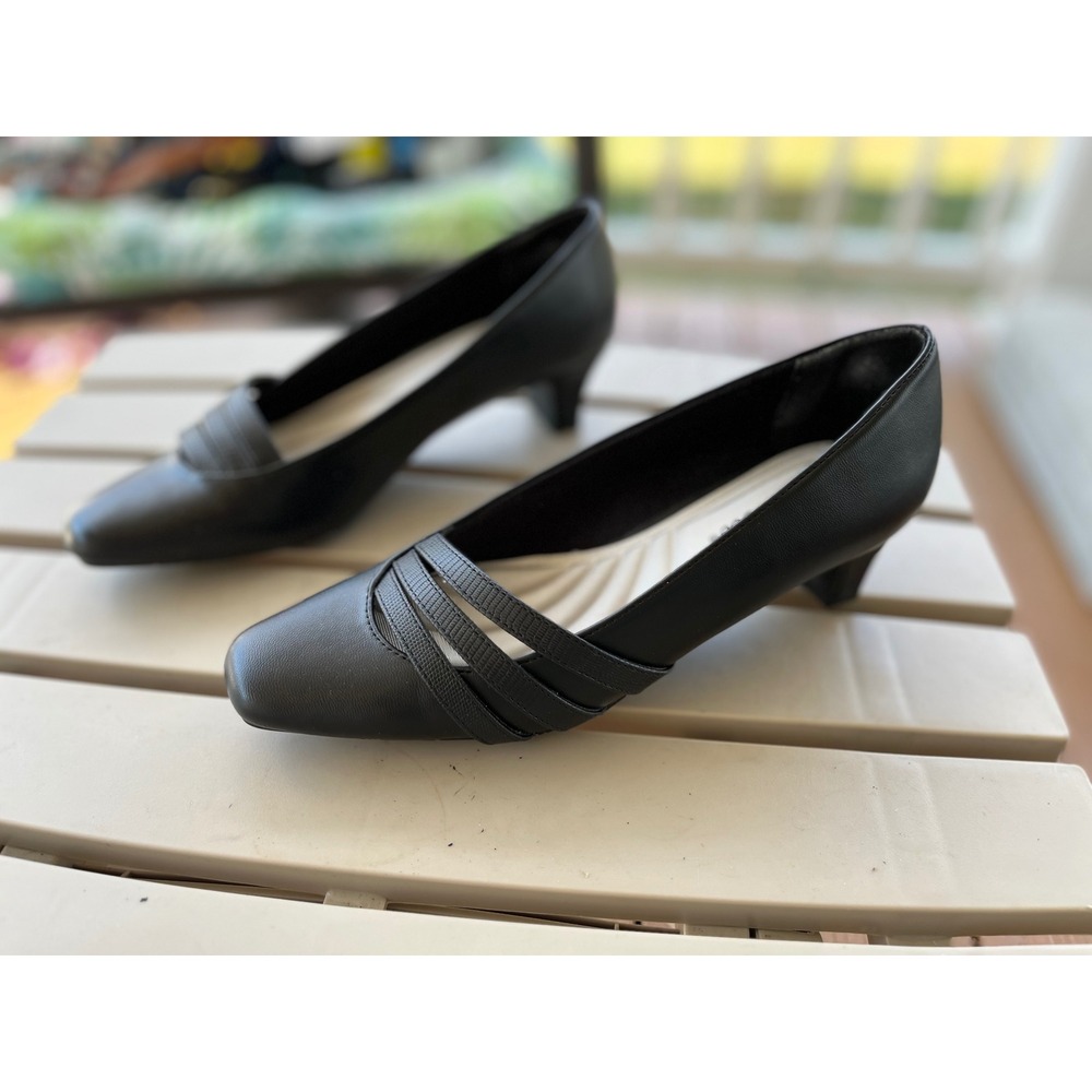 Easy Street Entice Black Asymmetrical Square Toe Pumps Heels Women's 6N NWB‎
